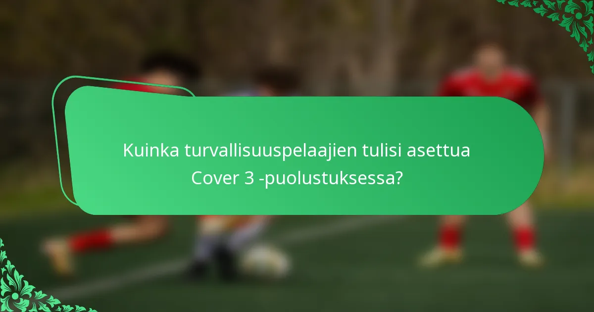 Kuinka turvallisuuspelaajien tulisi asettua Cover 3 -puolustuksessa?