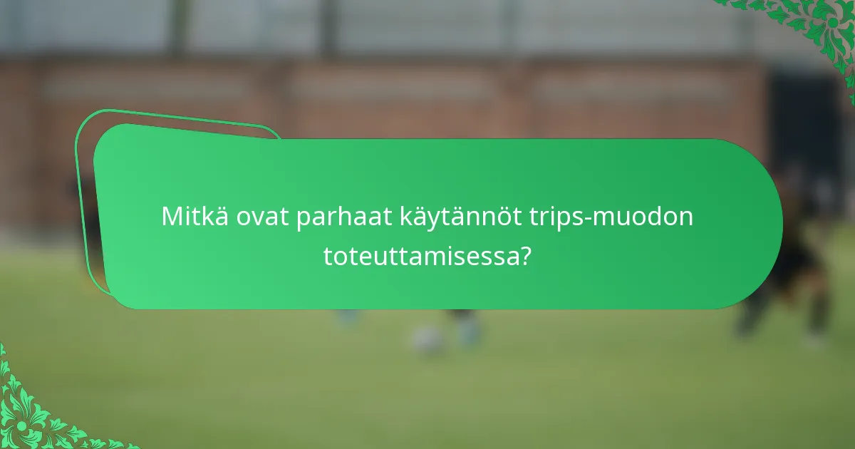 Mitkä ovat parhaat käytännöt trips-muodon toteuttamisessa?