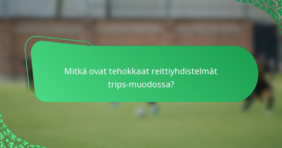 Mitkä ovat tehokkaat reittiyhdistelmät trips-muodossa?